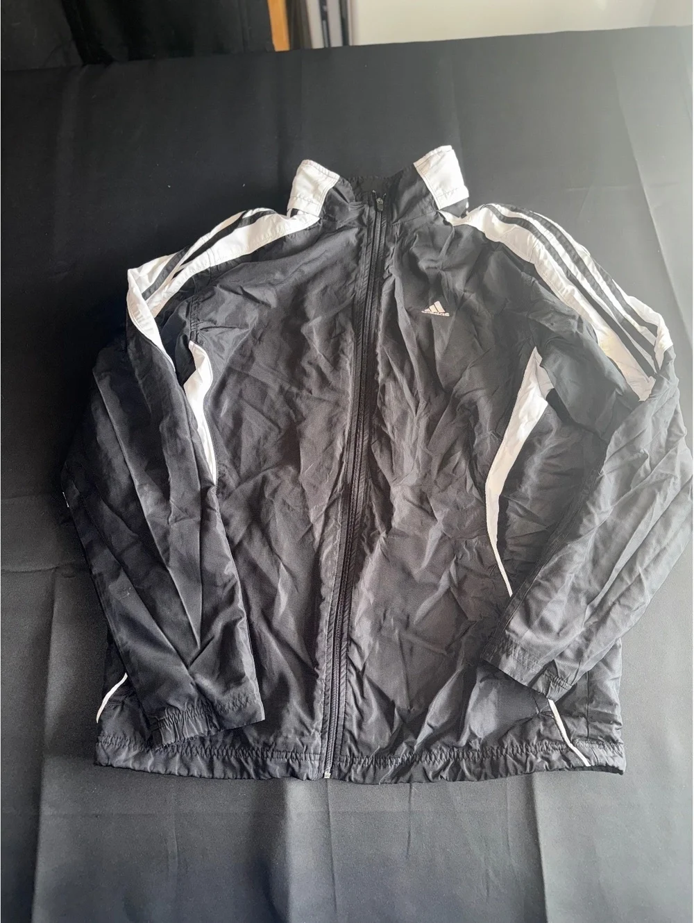 Adidas Black and White Windbreaker Jacket